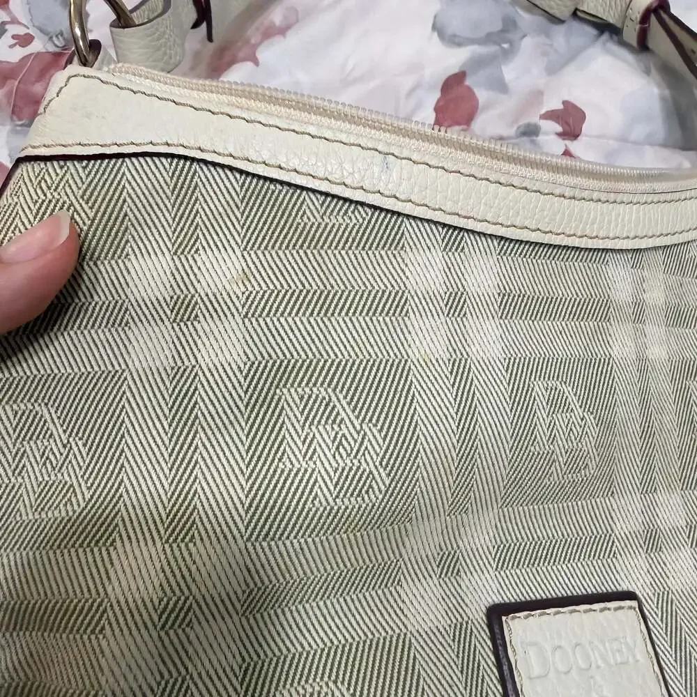 Dooney & Bourke Jacquard Signature Monogram Hobo Shoulder Bag with Leather Trim